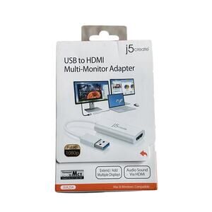 J5create USB to HDMI 1080p HD Multi-Monitor Adapter For Windows & Mac #JUA254